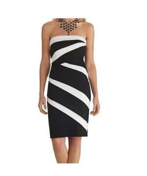 White House Black Market Instantly Slimming Color-Block Strapless Sheath Dress